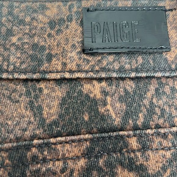 NWOT Paige Wax Coated Brown Snakeskin Print Hoxton Ultra Skinny Jeans Size 29 - Picture 10 of 13